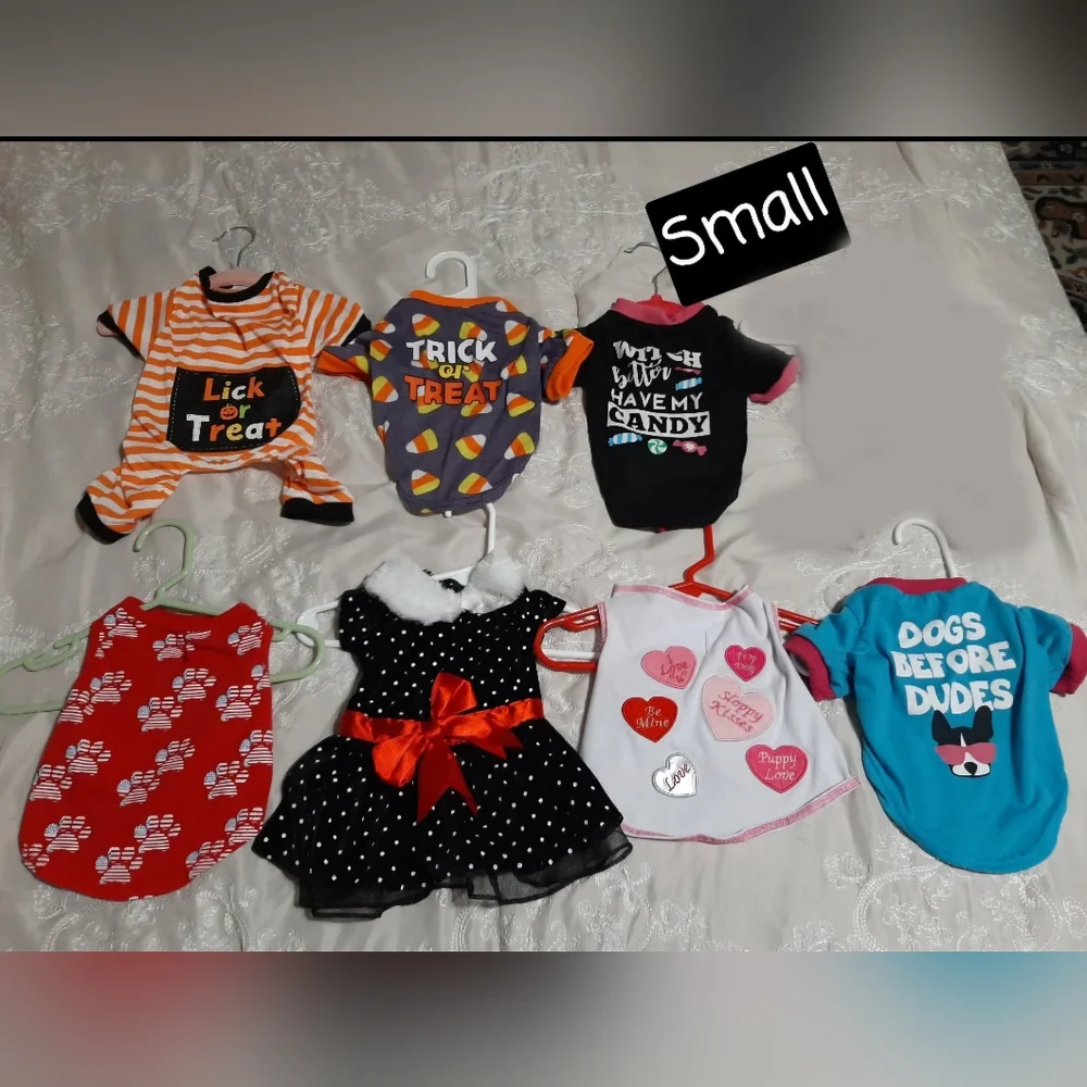 Size Small lot of 7 Dog Onesie Dress shirts Gently Worn